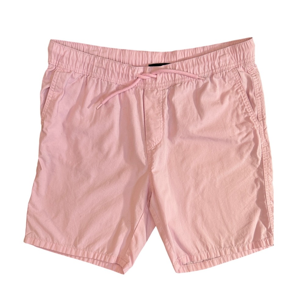 H&M Mens Regular Fit Cotton Twill Pull On Shorts Pink 0942455 3 Medium